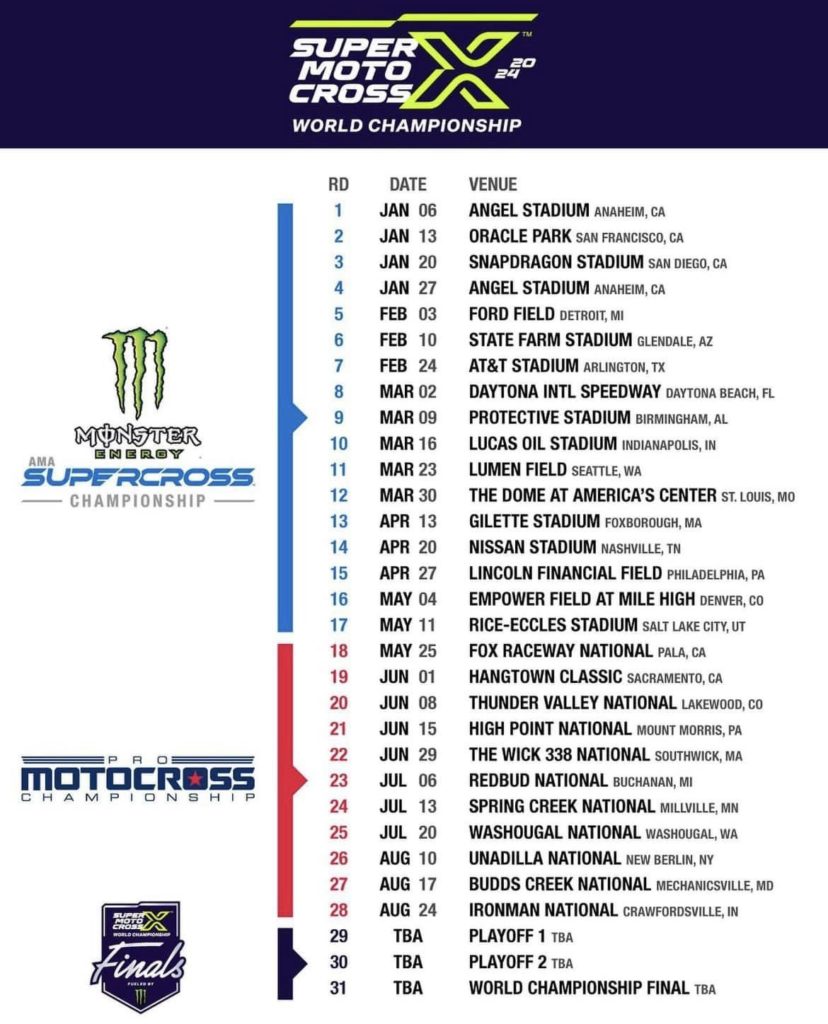 Le calendrier du SuperMotocross 2024 LeBigUSA Actualité du